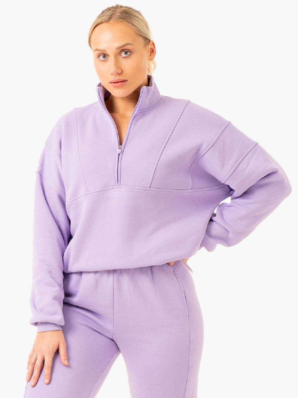 Purple Women\'s Ryderwear Sideline Half Zip Jumper Active Lounge | 78NG85235