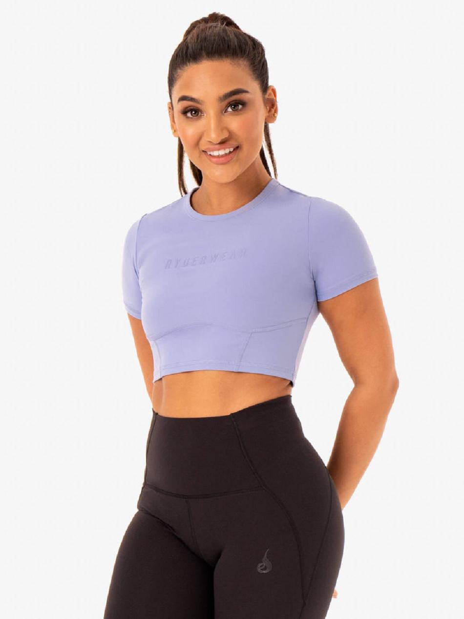 Purple Women's Ryderwear Sola Fitted T-Shirt Top | 65Y6277836