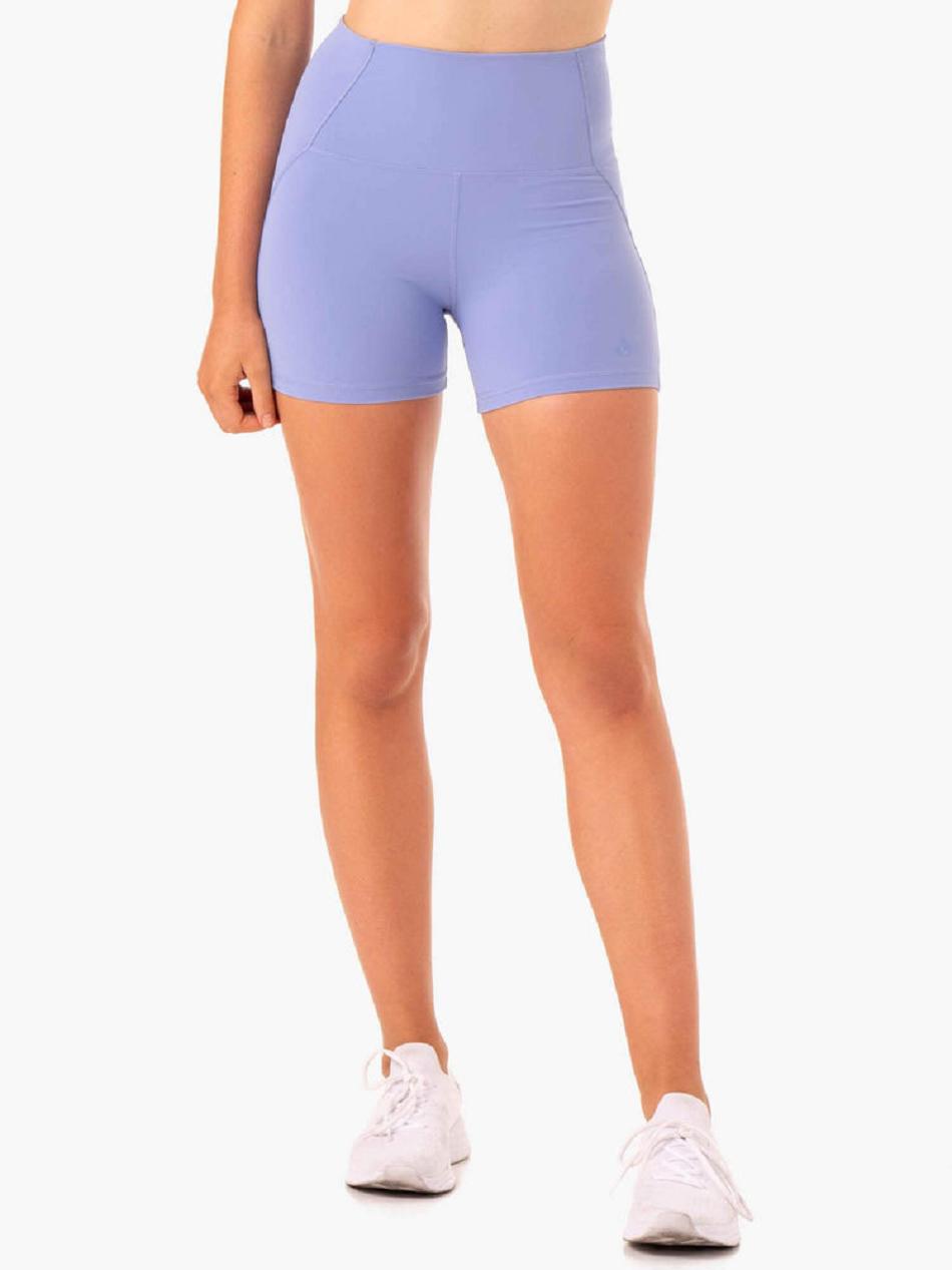 Purple Women's Ryderwear Sola High Waisted Shorts | 49FV90754