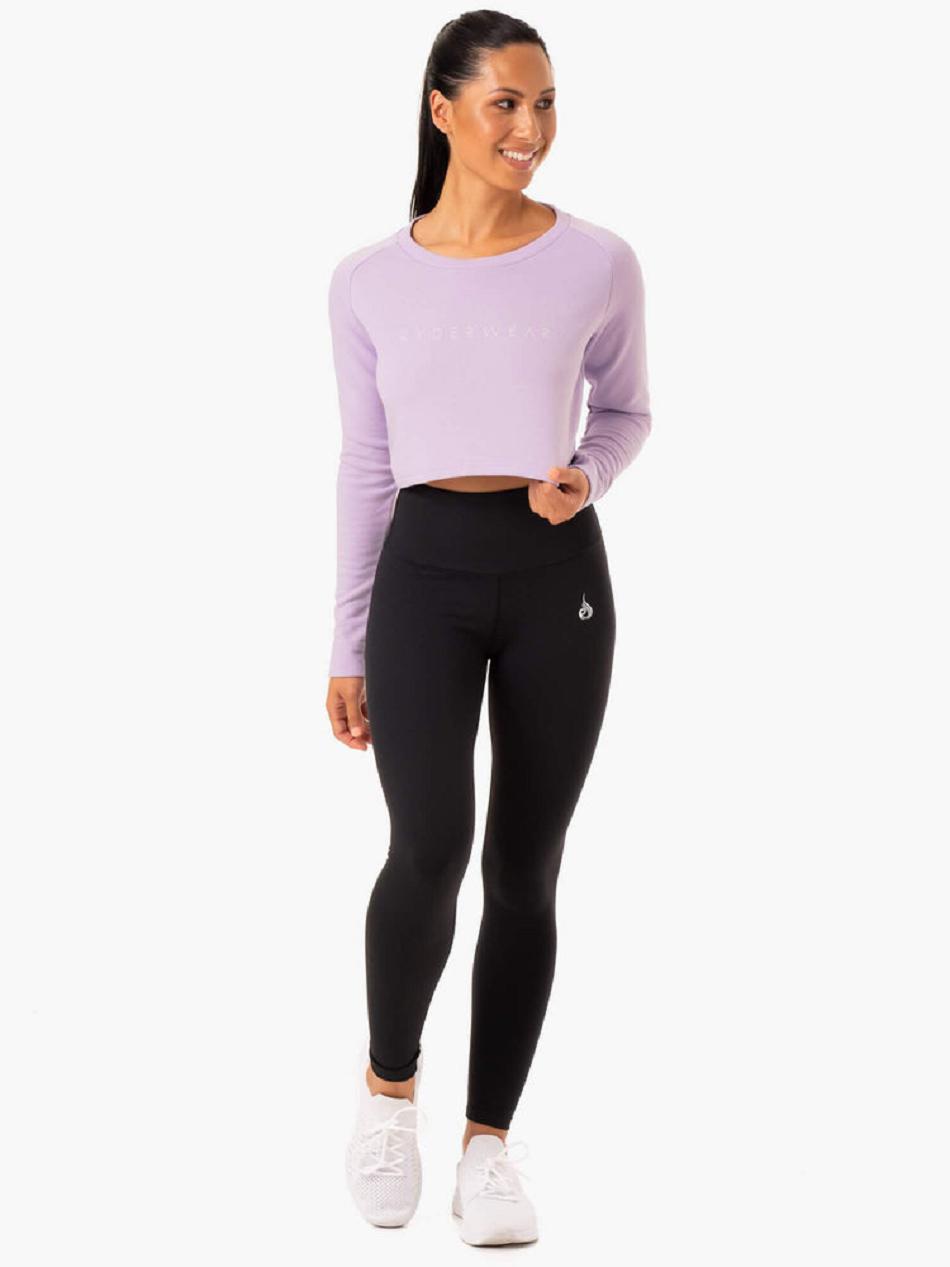 Purple Women's Ryderwear Staples Cropped Sweater Top | 5G5712771