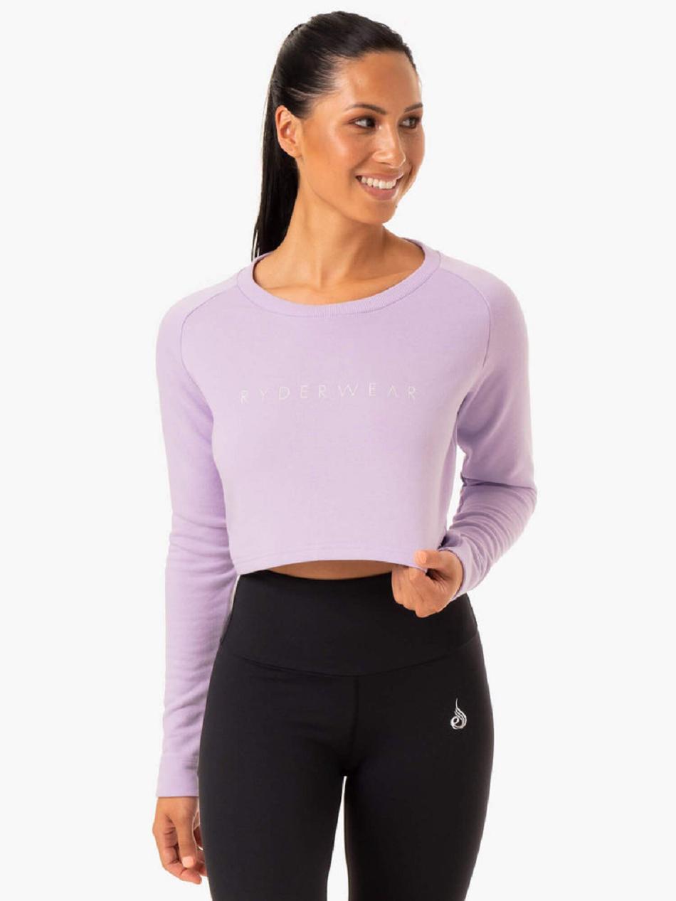 Purple Women\'s Ryderwear Staples Cropped Sweater Top | 5G5712771