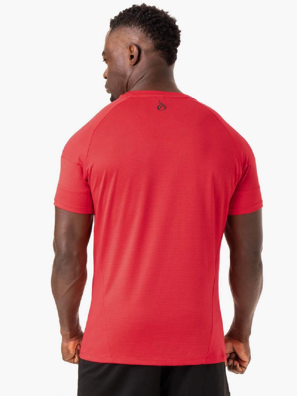 Red Men's Ryderwear Action Mesh T-Shirt Top | 5G8482588