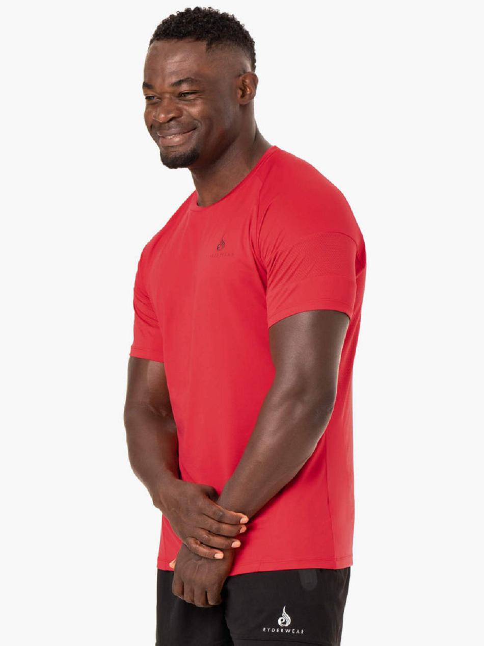 Red Men's Ryderwear Action Mesh T-Shirt Top | 5G8482588