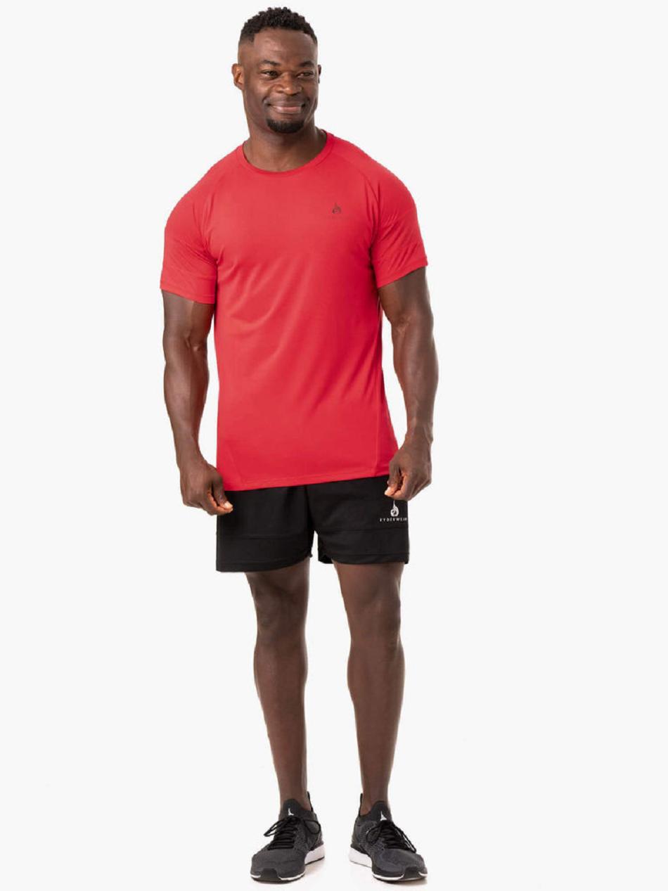 Red Men's Ryderwear Action Mesh T-Shirt Top | 5G8482588