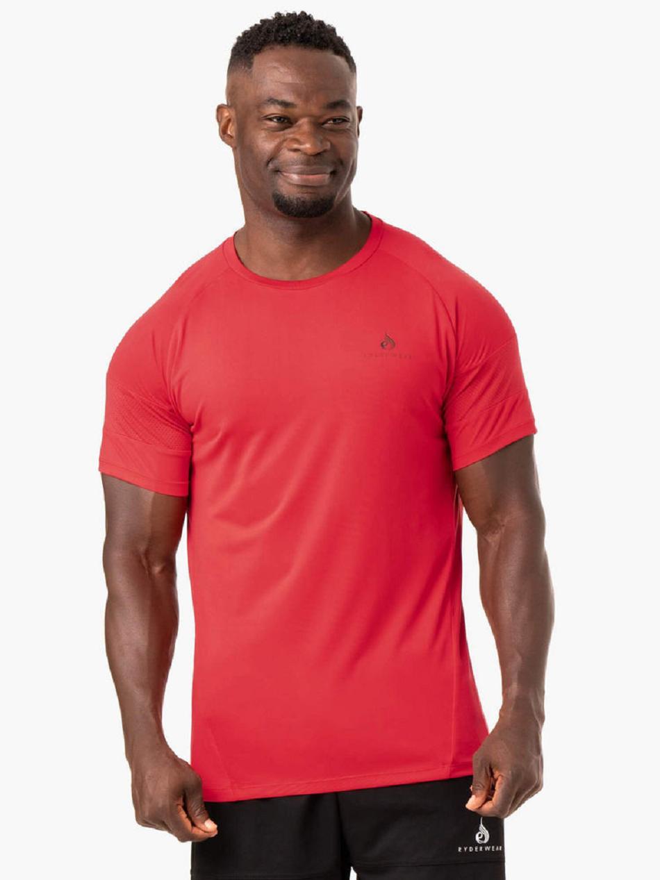 Red Men\'s Ryderwear Action Mesh T-Shirt Top | 5G8482588