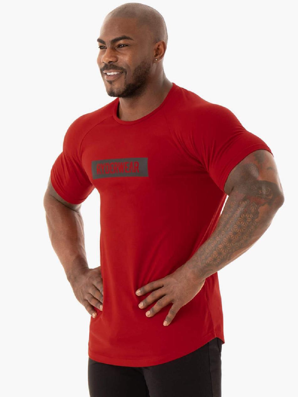 Red Men's Ryderwear Base T-Shirt Top | 6D8385016