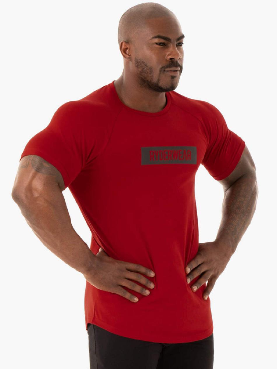 Red Men's Ryderwear Base T-Shirt Top | 6D8385016