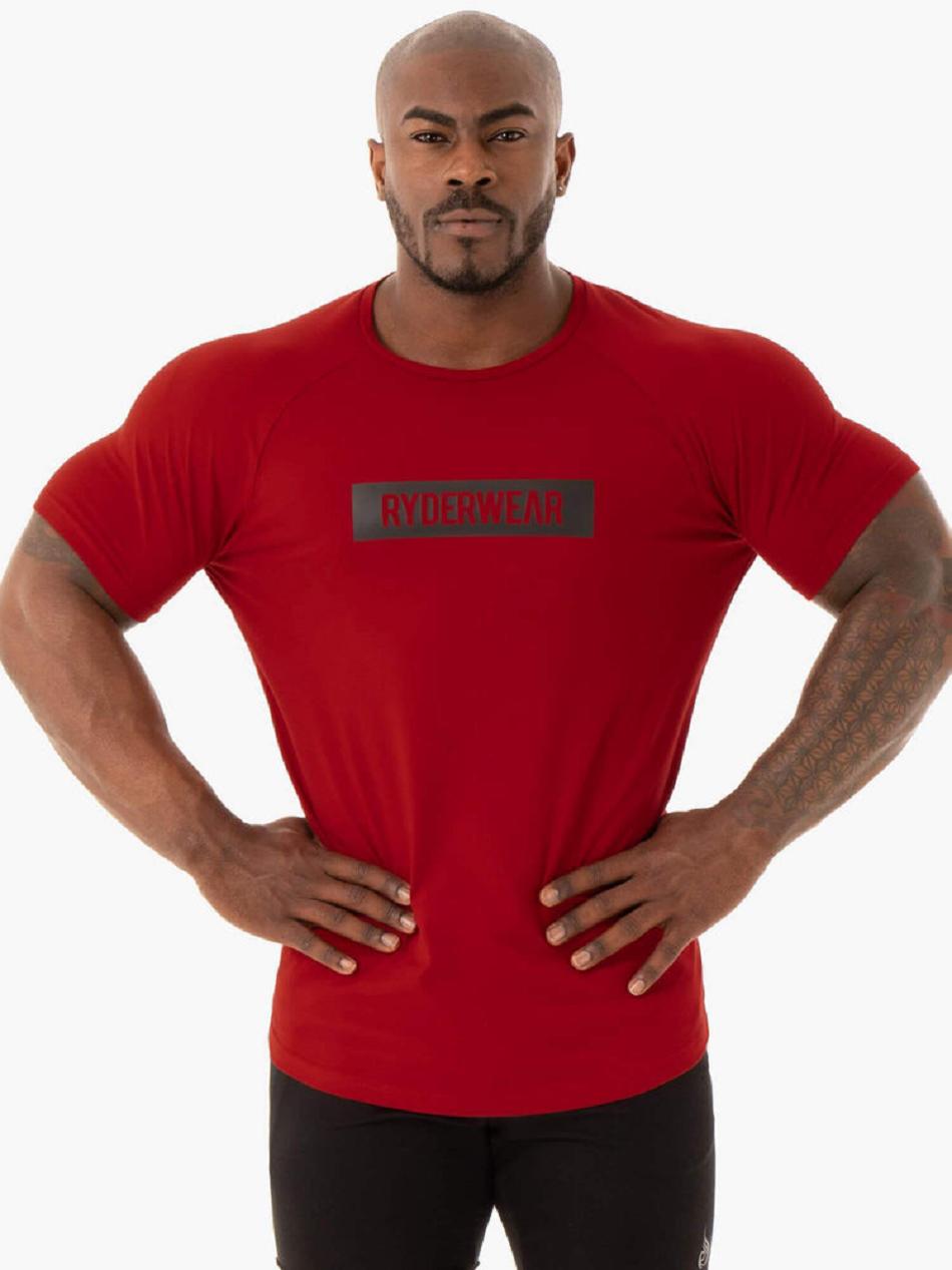 Red Men\'s Ryderwear Base T-Shirt Top | 6D8385016