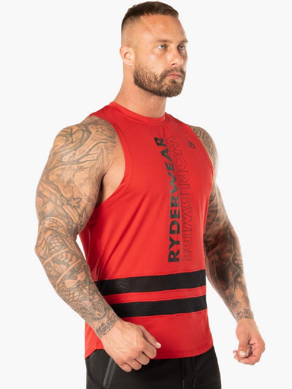 Red Men's Ryderwear Evo Mesh Baller Tank Top | 178F89158