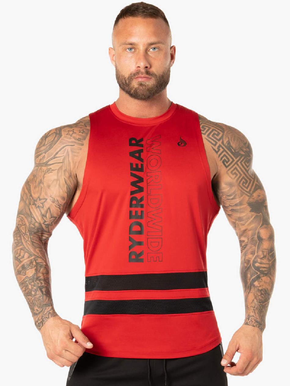 Red Men\'s Ryderwear Evo Mesh Baller Tank Top | 178F89158