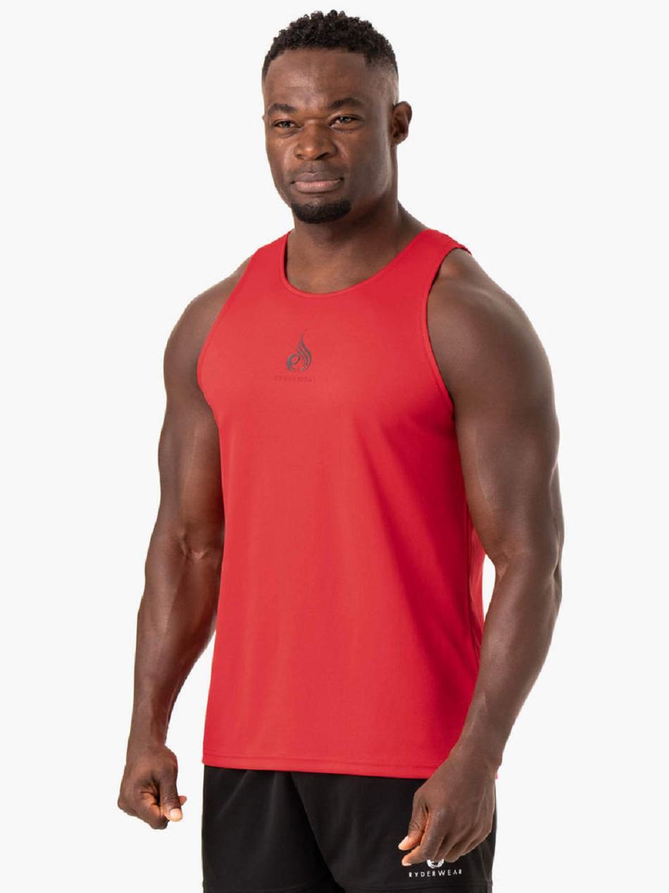 Red Men's Ryderwear Heighten Mesh Regular Tanks | 119S14248