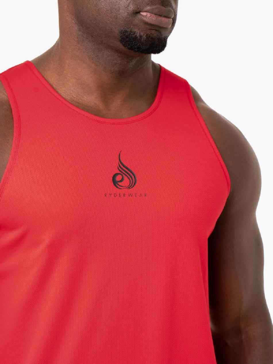 Red Men's Ryderwear Heighten Mesh Regular Tanks | 119S14248