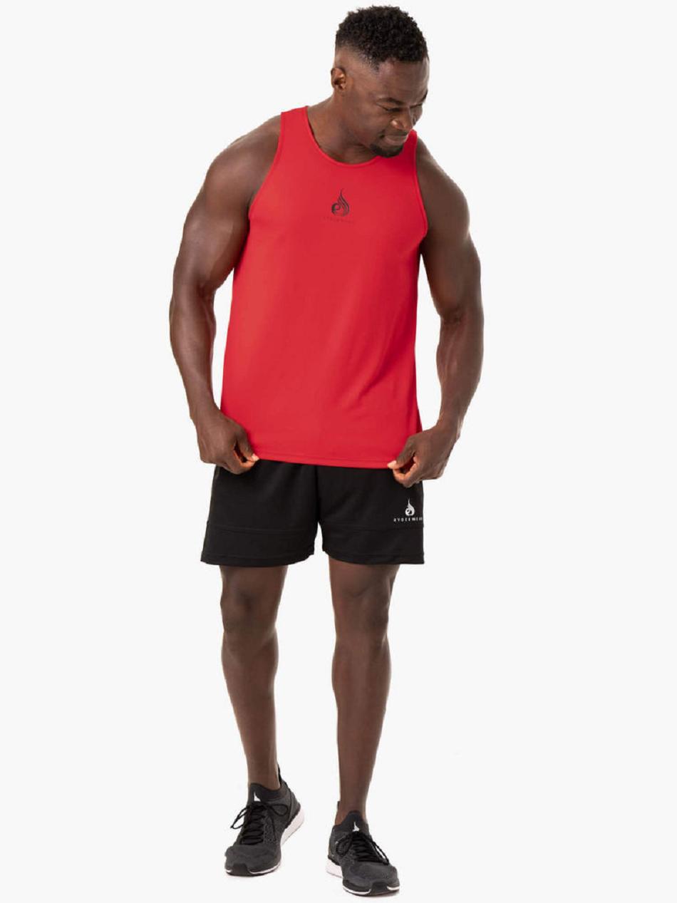 Red Men's Ryderwear Heighten Mesh Regular Tanks | 119S14248