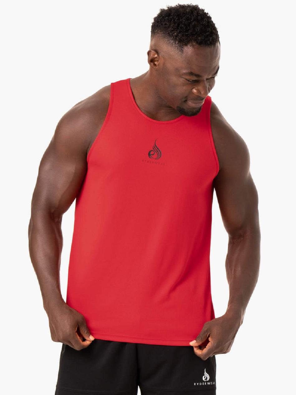 Red Men\'s Ryderwear Heighten Mesh Regular Tank Top | 160DF44837