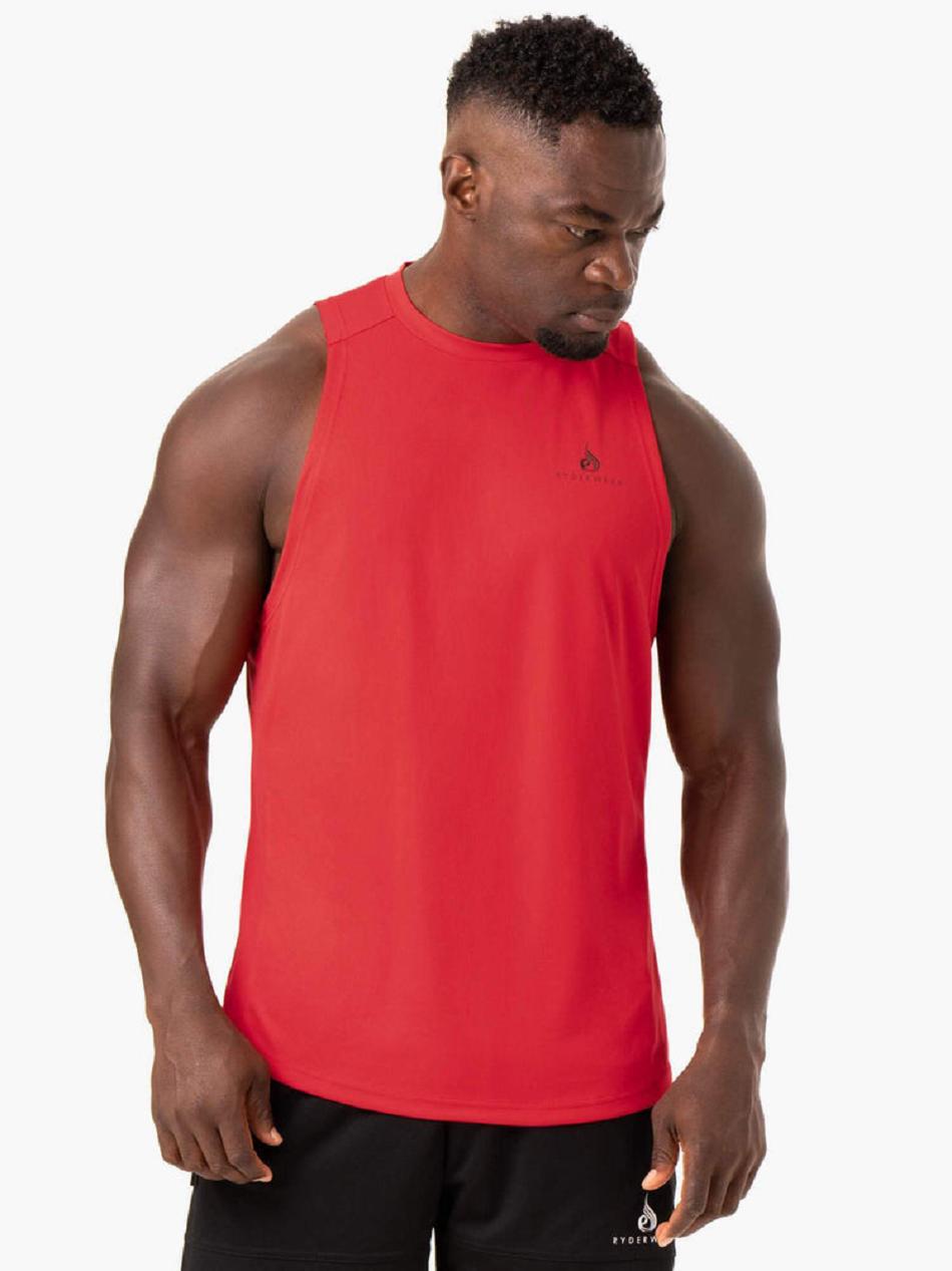 Red Men\'s Ryderwear Lift Mesh Baller Tanks | 81ES15147