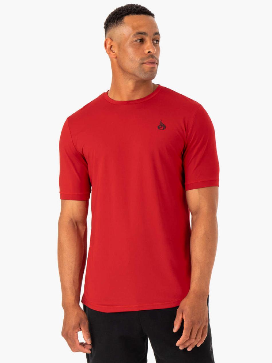 Red Men\'s Ryderwear Optimal Mesh T-Shirt Top | OKT66968