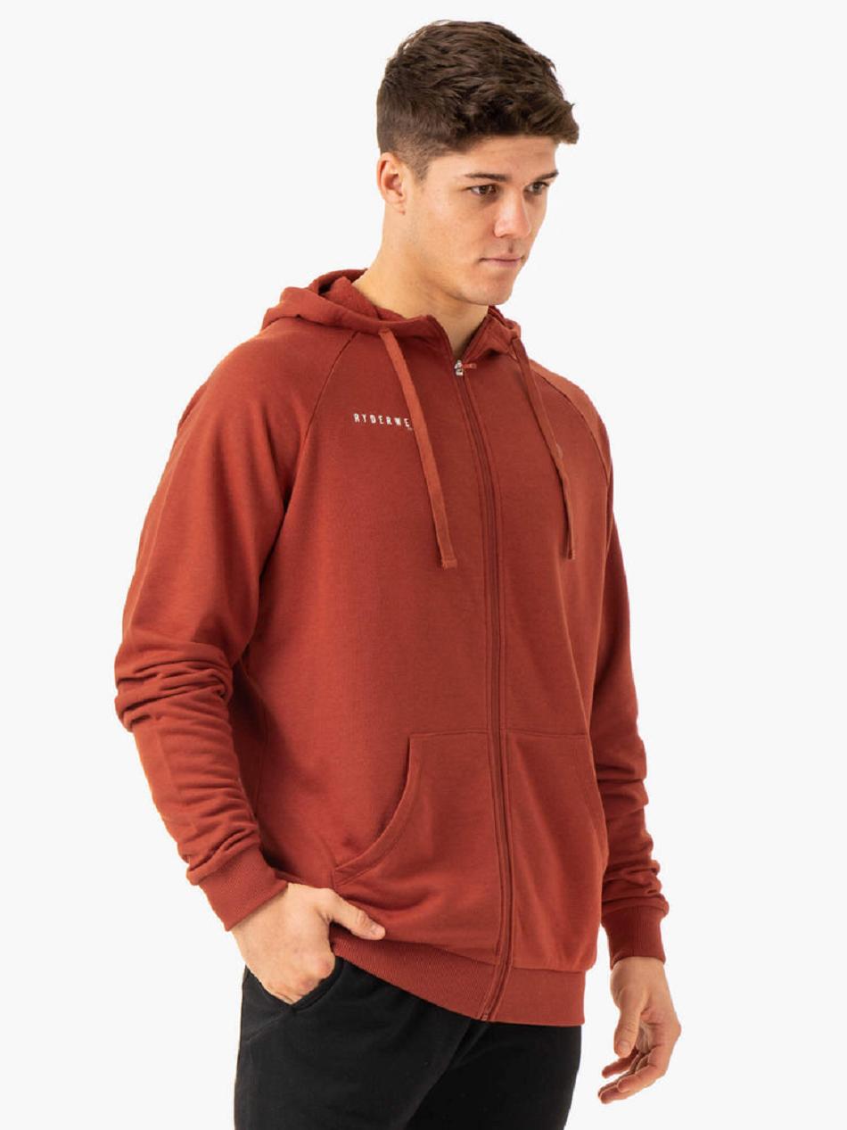 Red Men's Ryderwear Pursuit Zip Up Hoodie Top | 90YH62505