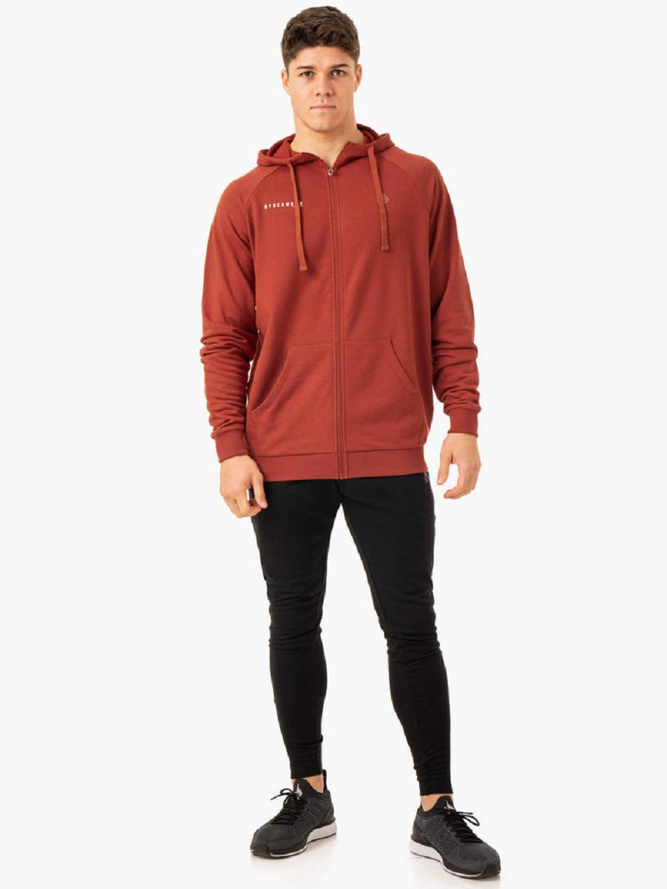 Red Men's Ryderwear Pursuit Zip Up Hoodie Top | 90YH62505