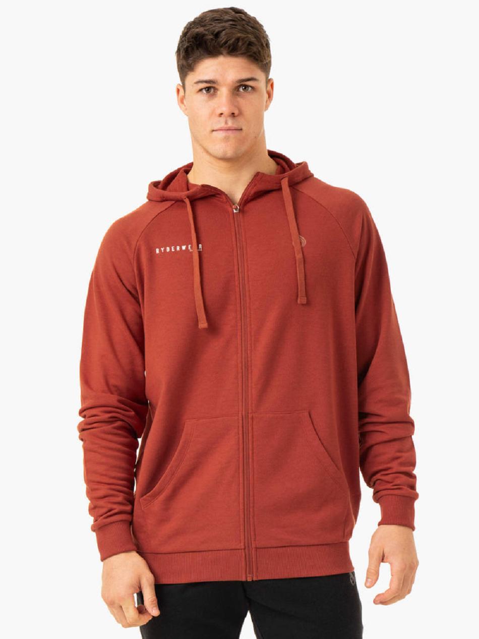 Red Men\'s Ryderwear Pursuit Zip Up Hoodie Top | 90YH62505