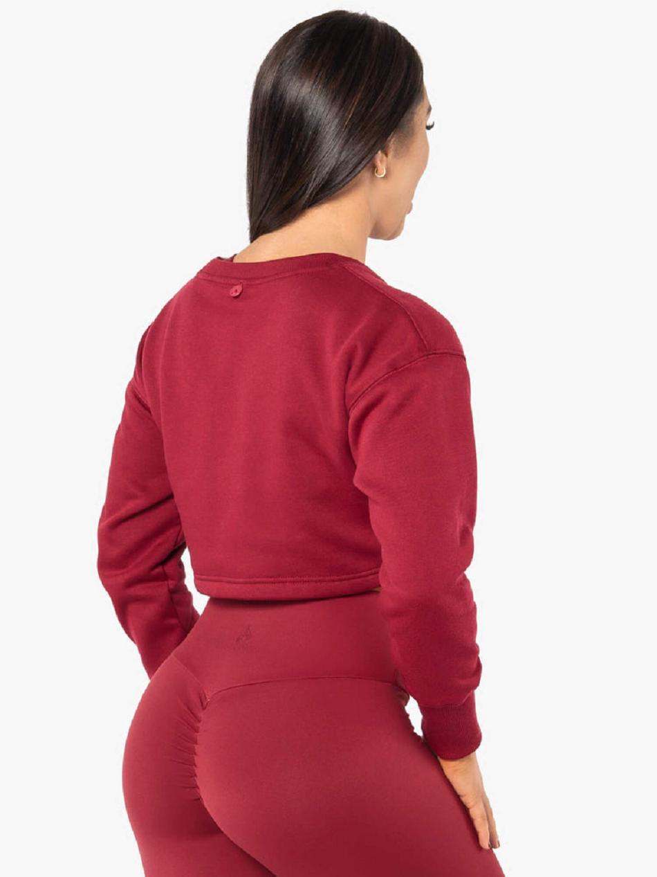 Red Women's Ryderwear Elevate Cropped Sweater Top | 620Y11984