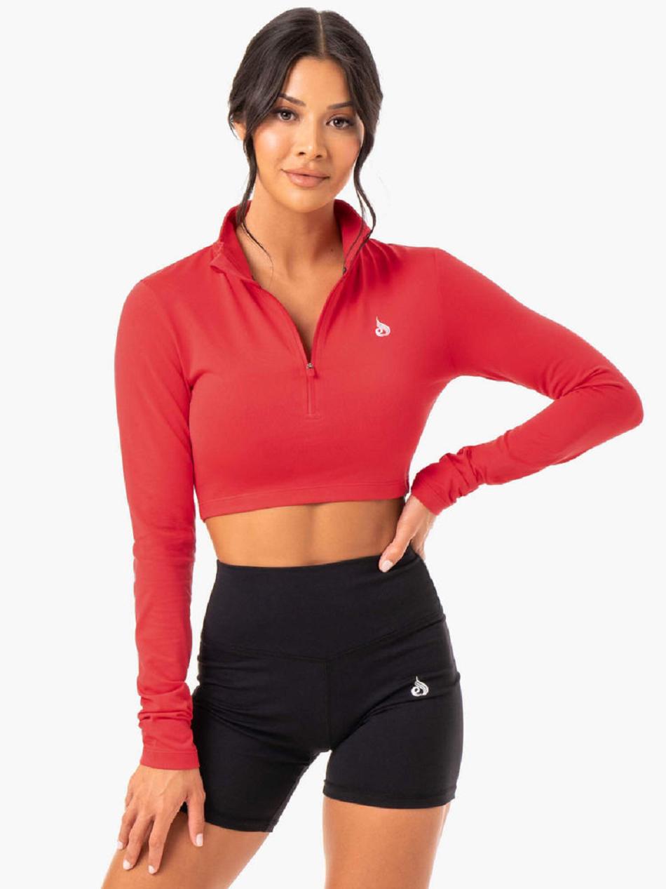 Red Women\'s Ryderwear Force Long Sleeve Training Top Top | 60NG93648