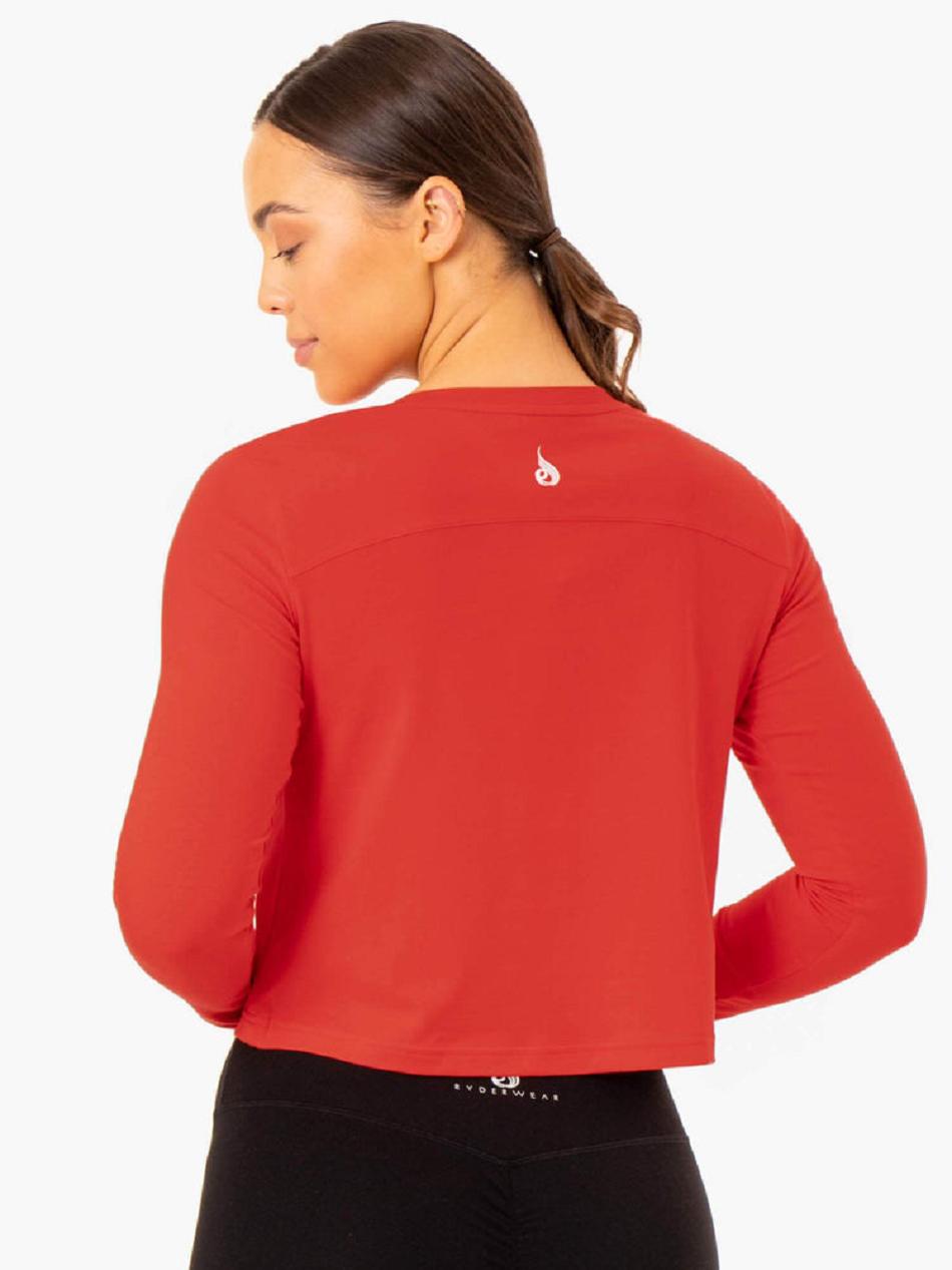 Red Women's Ryderwear Foundation Long Sleeve Top Top | NF5923660