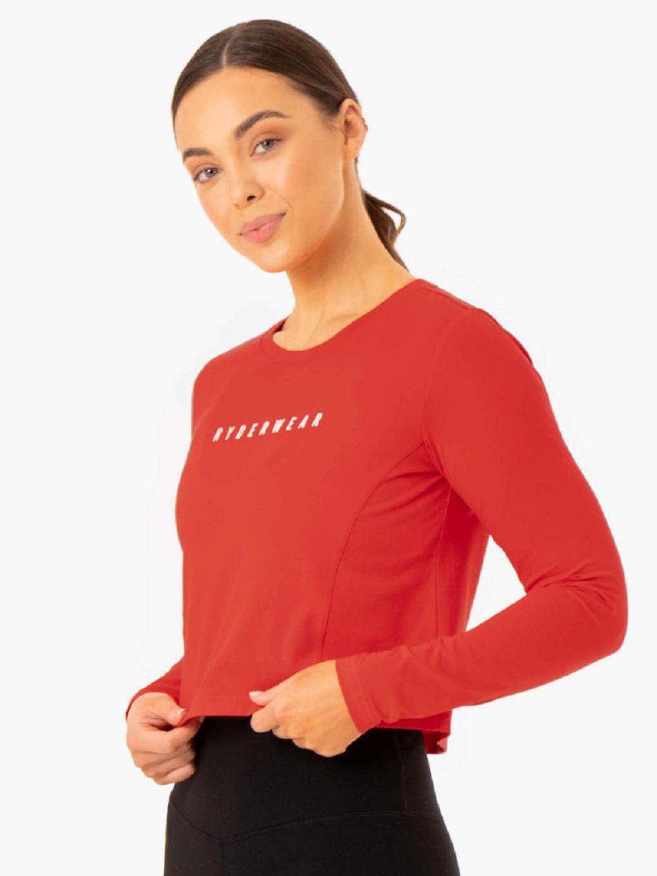 Red Women's Ryderwear Foundation Long Sleeve Top Top | NF5923660