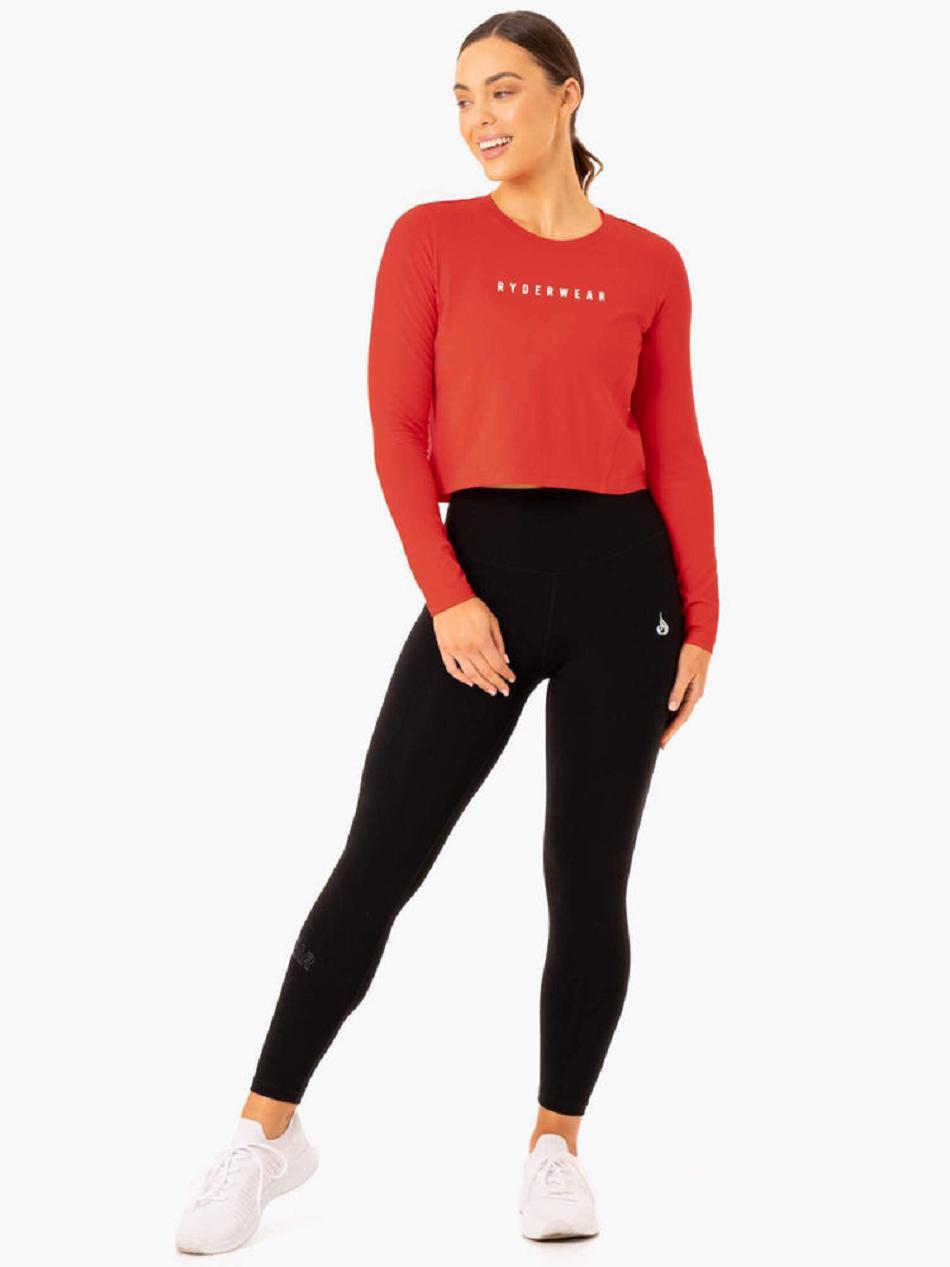 Red Women's Ryderwear Foundation Long Sleeve Top Top | NF5923660