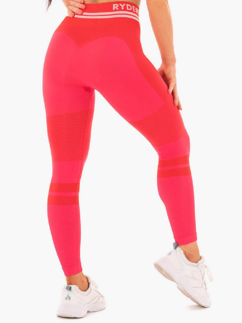 Red Women's Ryderwear Freestyle High Waisted Leggings Seamless | 45ES20962