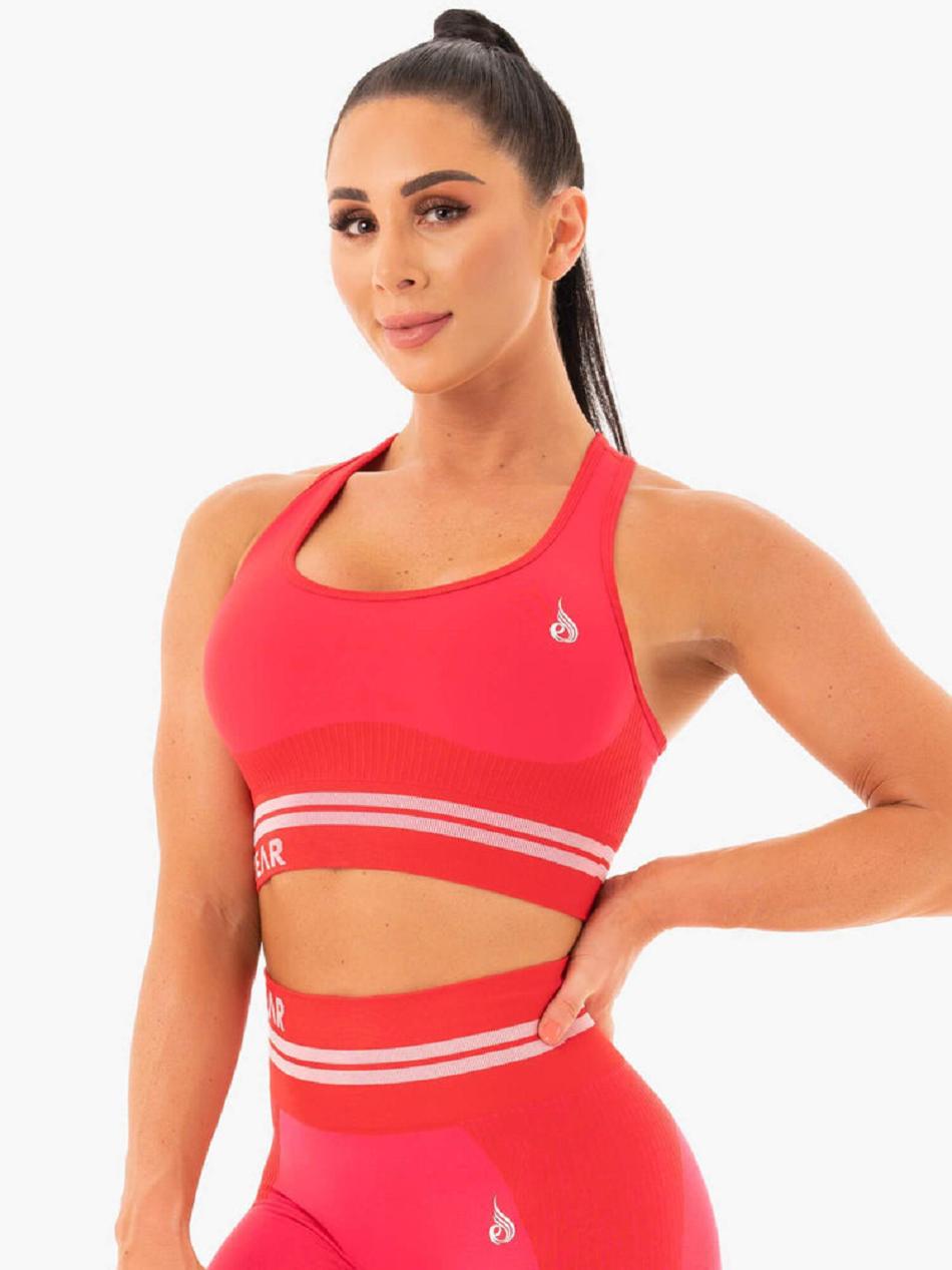 Red Women's Ryderwear Freestyle Longline Sports Bra Seamless | YGJ10529