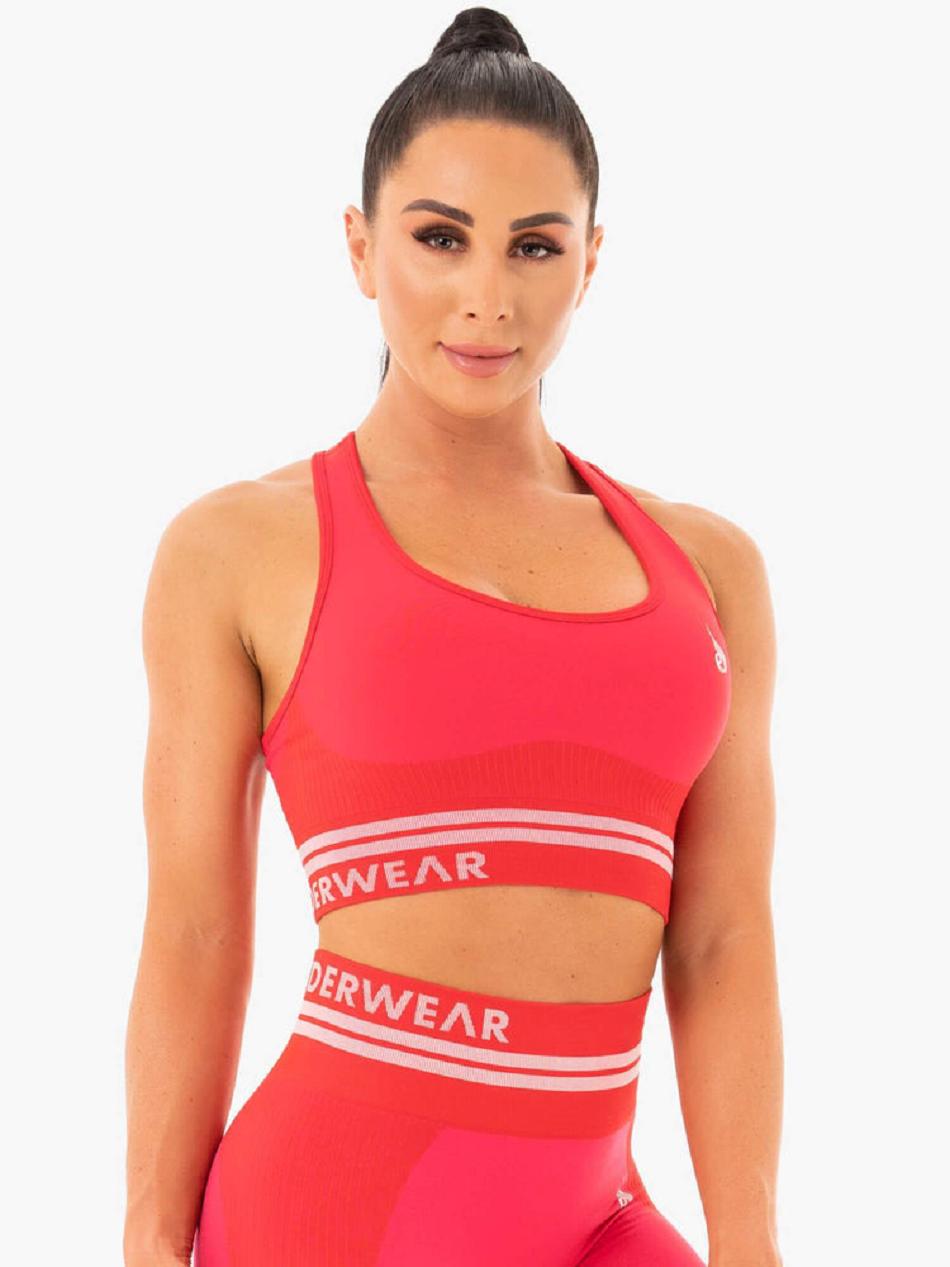 Red Women's Ryderwear Freestyle Longline Sports Bra Seamless | YGJ10529