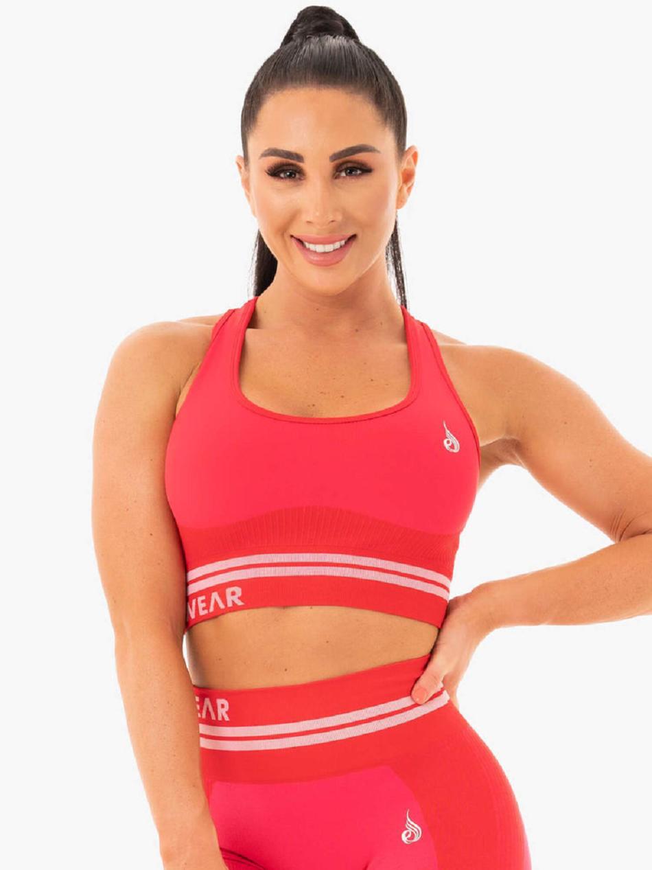 Red Women\'s Ryderwear Freestyle Longline Sports Bra Seamless | YGJ10529