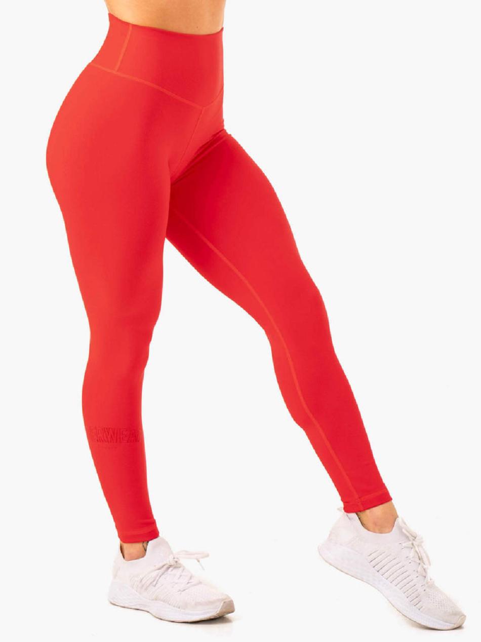 Red Women's Ryderwear Knockout High Waisted Leggings Scrunch Bum | 46JF30825