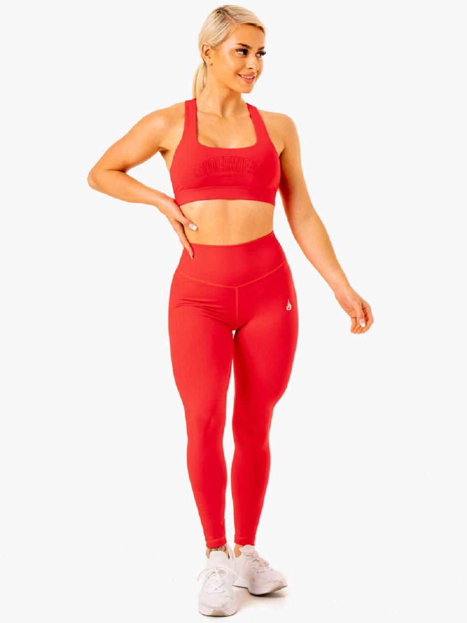 Red Women's Ryderwear Knockout High Waisted Leggings Scrunch Bum | 46JF30825