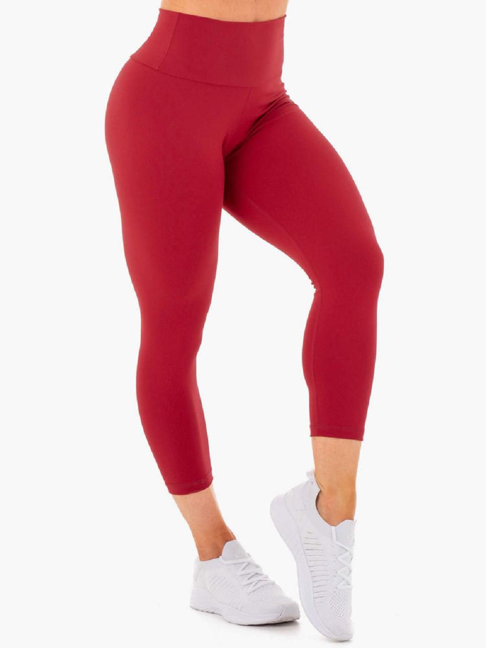 Red Women's Ryderwear Motion High Waisted 7/8 Leggings Scrunch Bum | MT4155707