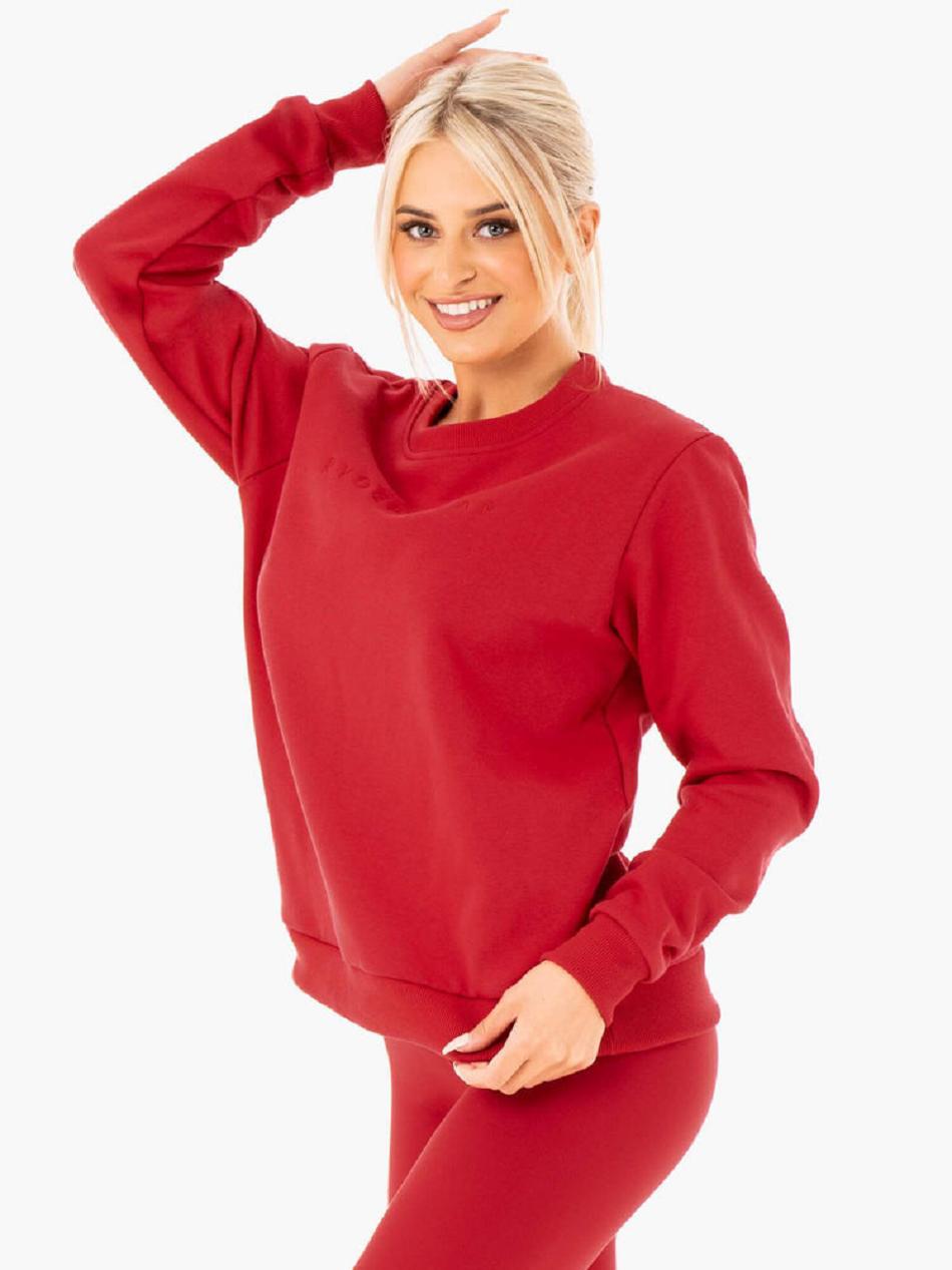 Red Women's Ryderwear Motion Oversized Sweater Active Lounge | 76RT47825