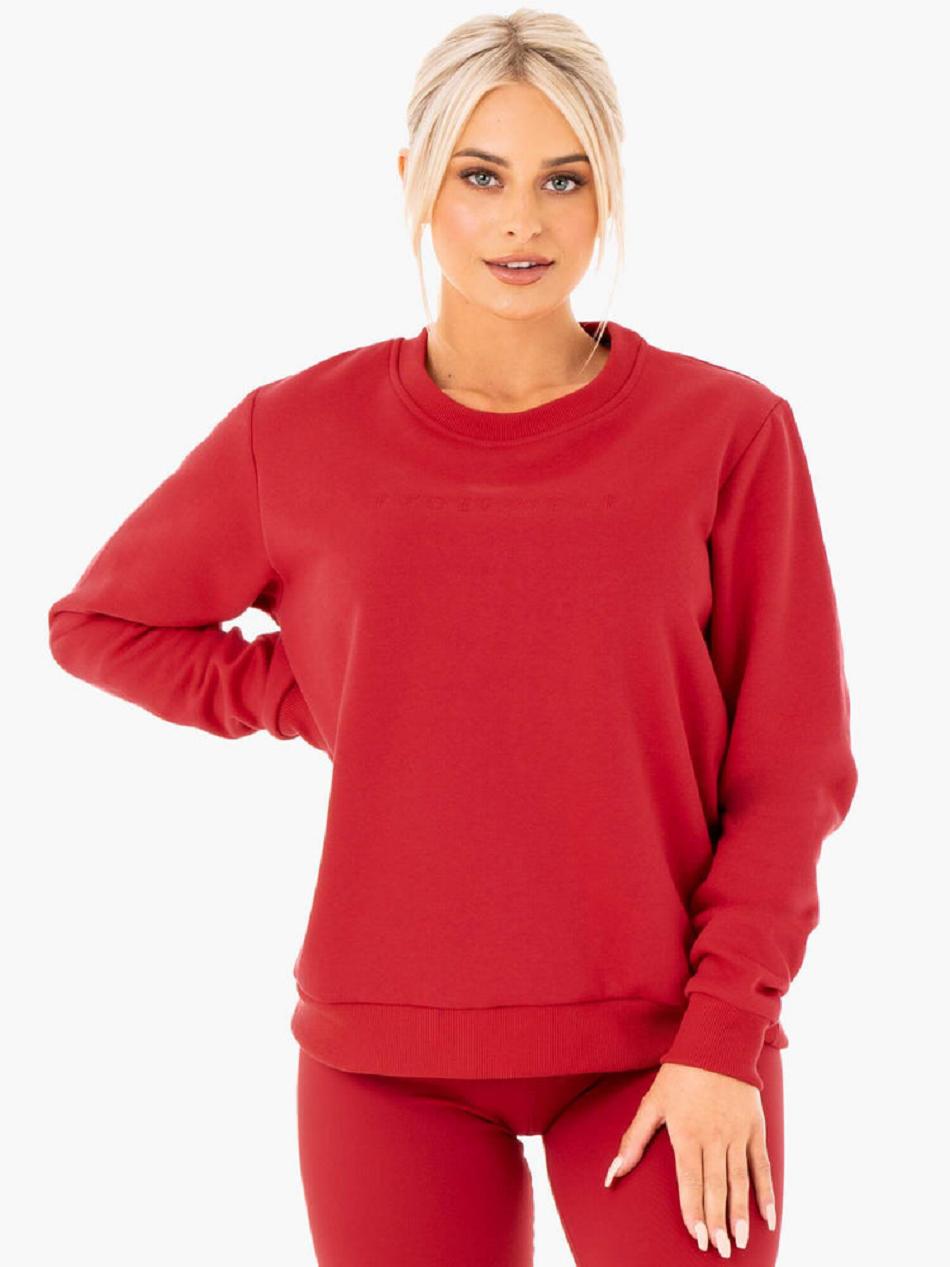 Red Women\'s Ryderwear Motion Oversized Sweater Active Lounge | 76RT47825