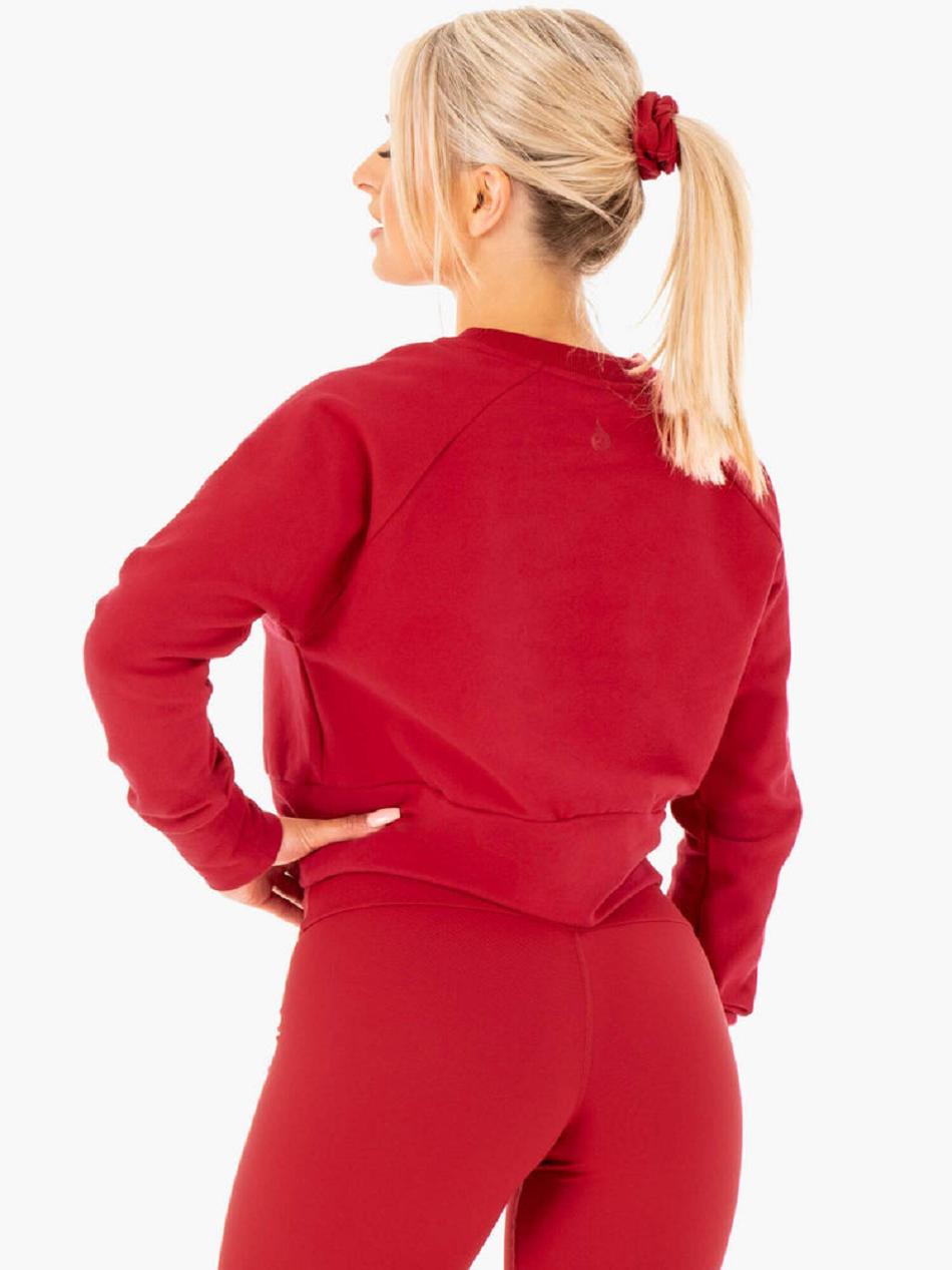 Red Women's Ryderwear Motion Sweater Active Lounge | 639Y17679