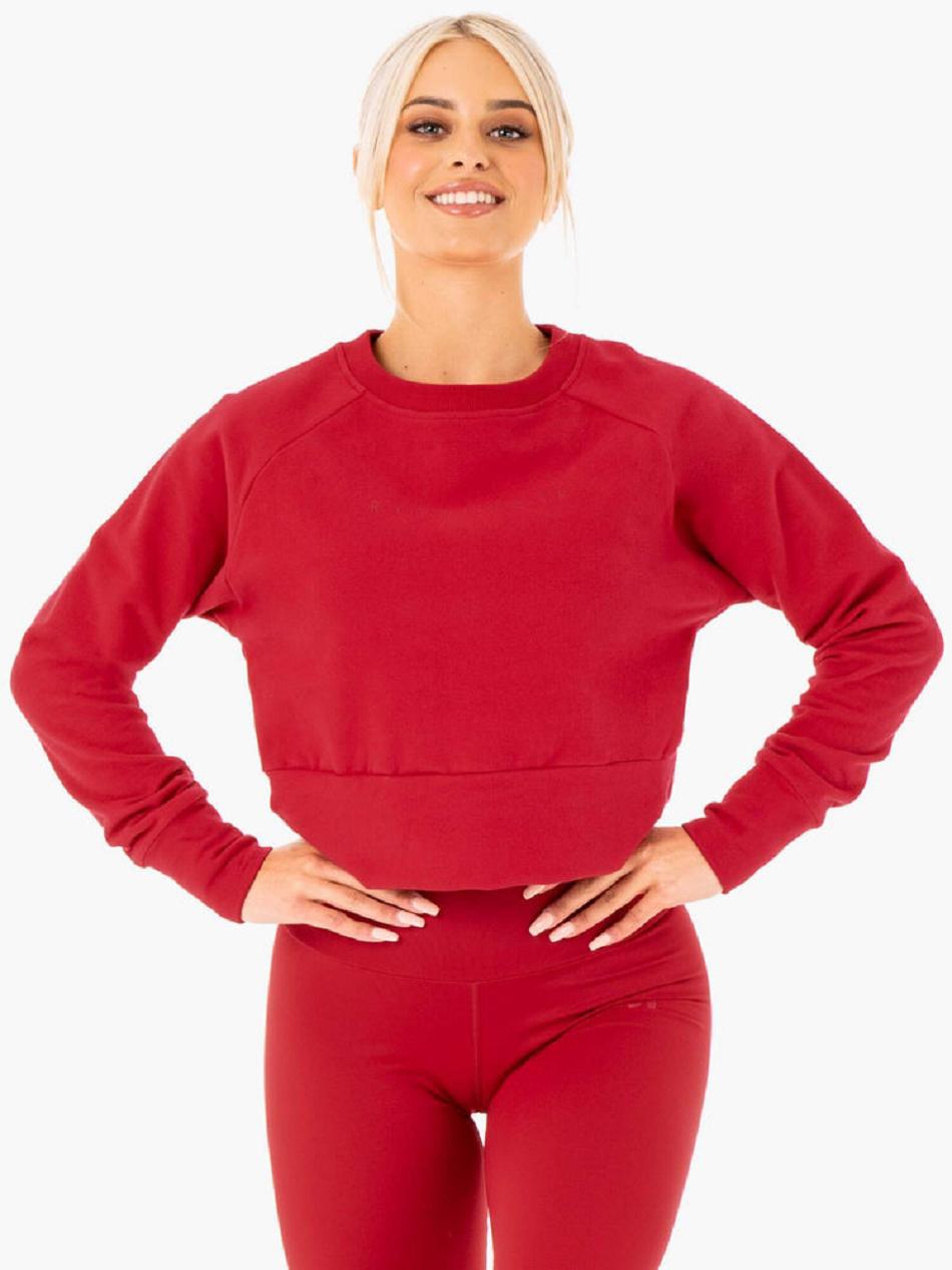 Red Women's Ryderwear Motion Sweater Active Lounge | 639Y17679