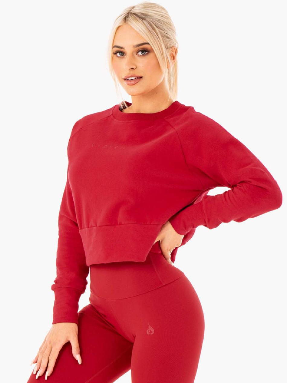 Red Women\'s Ryderwear Motion Sweater Active Lounge | 639Y17679