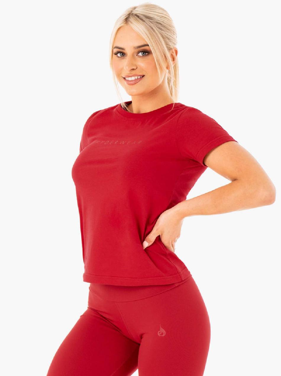 Red Women's Ryderwear Motion T-Shirt Top | 621Y16857