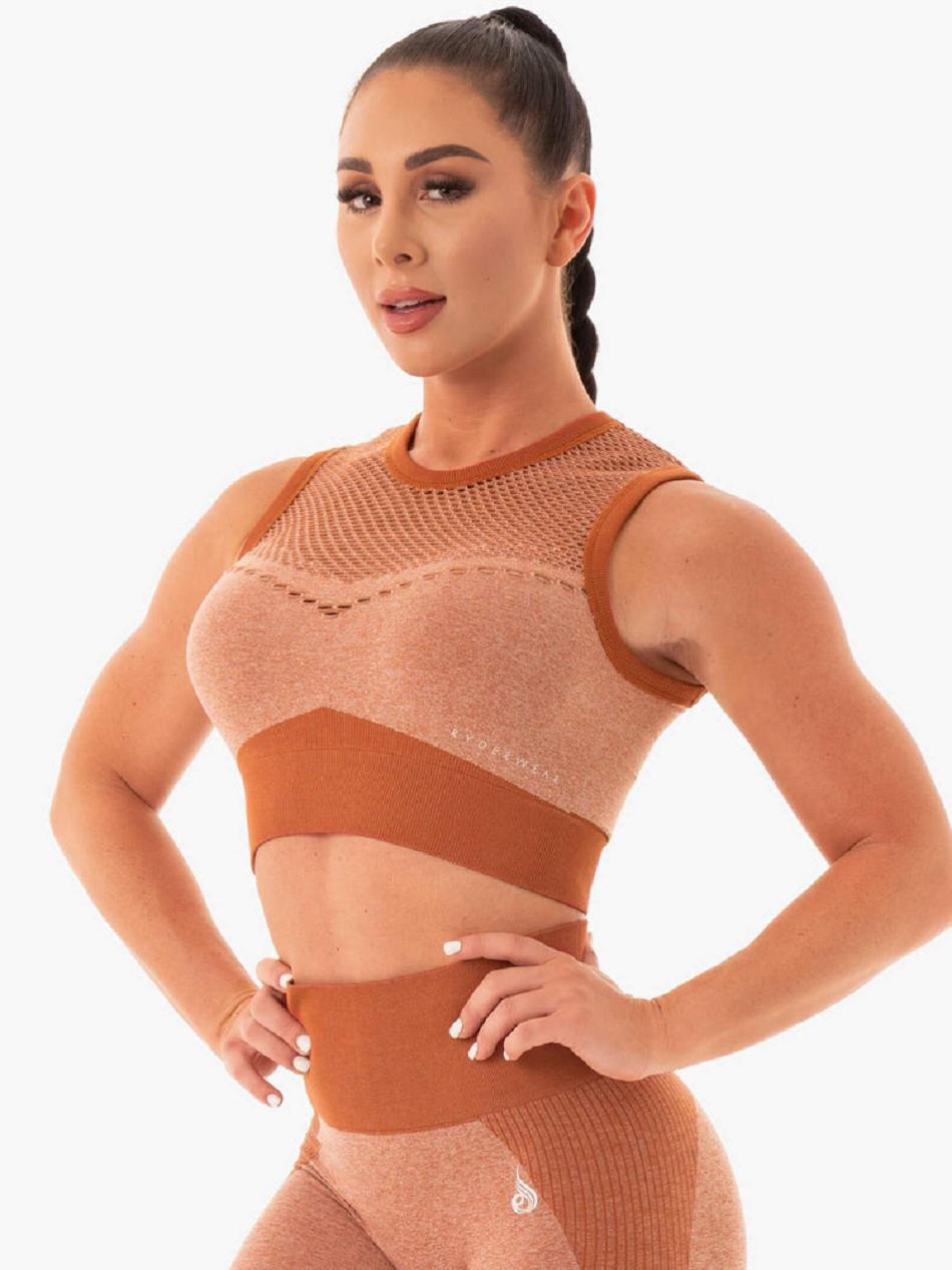 Red Women's Ryderwear Oasis Crop Top Seamless | DF5053622