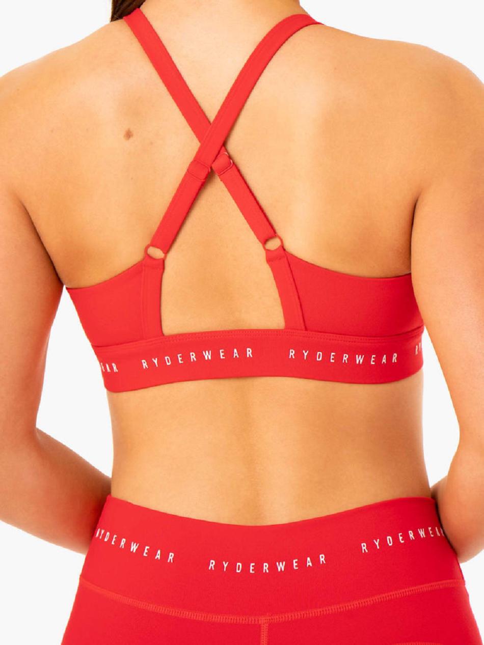 Red Women's Ryderwear Reflex Cross Over Sports Bras | 58YF36143