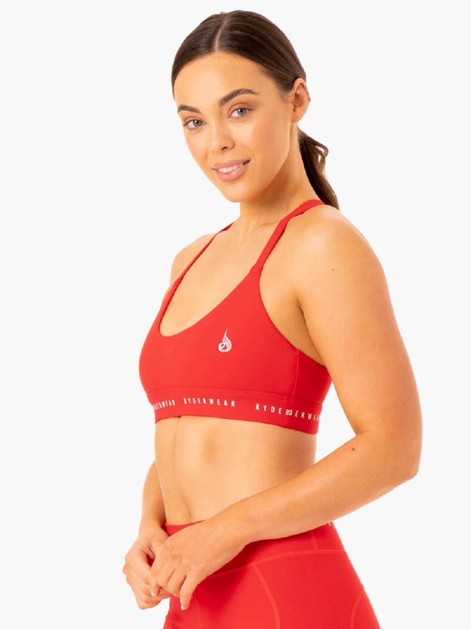 Red Women's Ryderwear Reflex Cross Over Sports Bras | 58YF36143