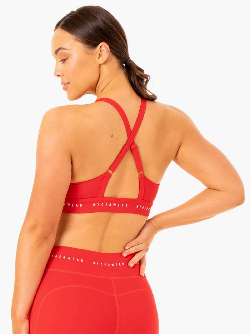 Red Women's Ryderwear Reflex Cross Over Sports Bras | 58YF36143