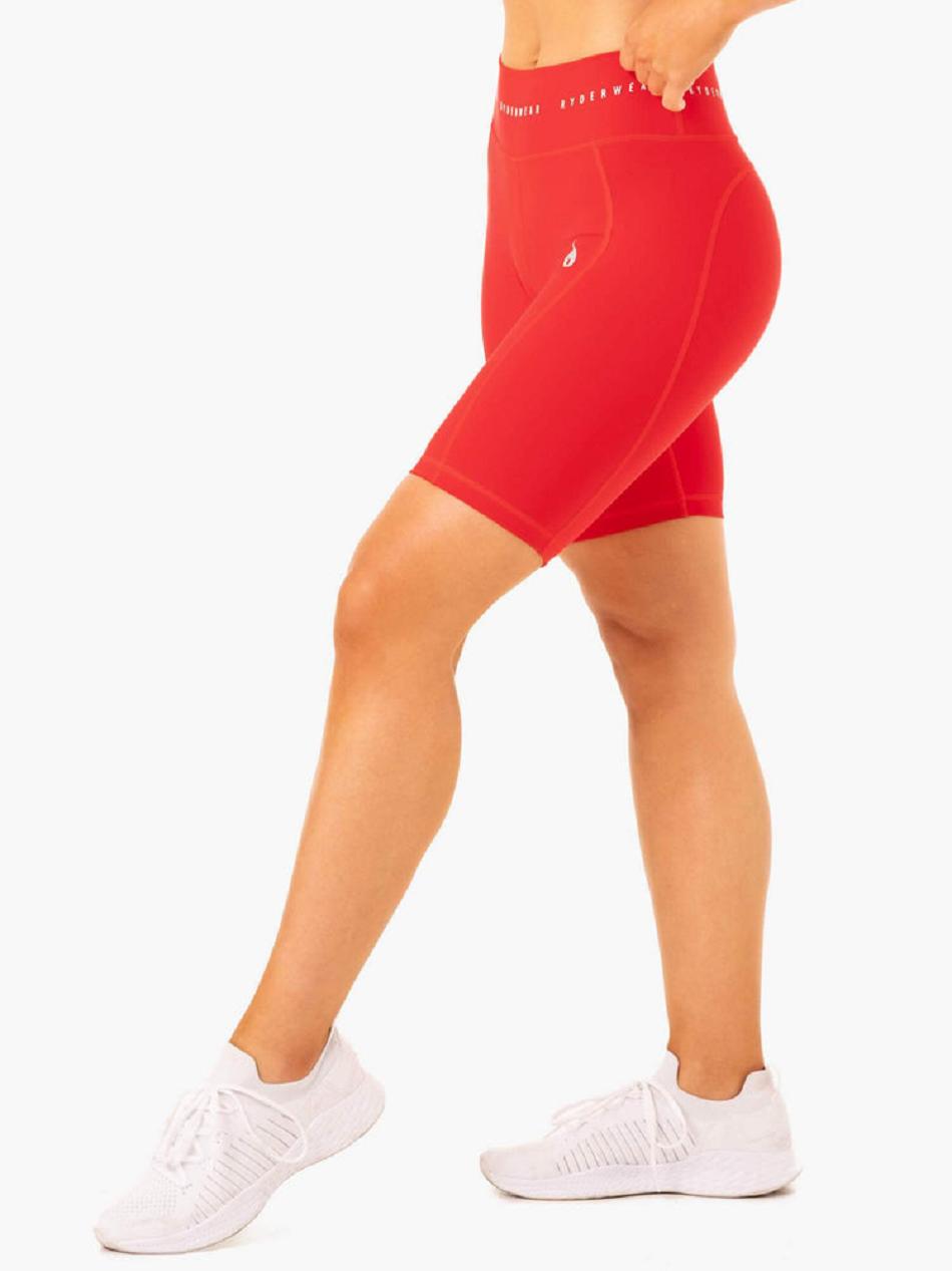 Red Women's Ryderwear Reflex High Waisted Bike Shorts | G5B13464