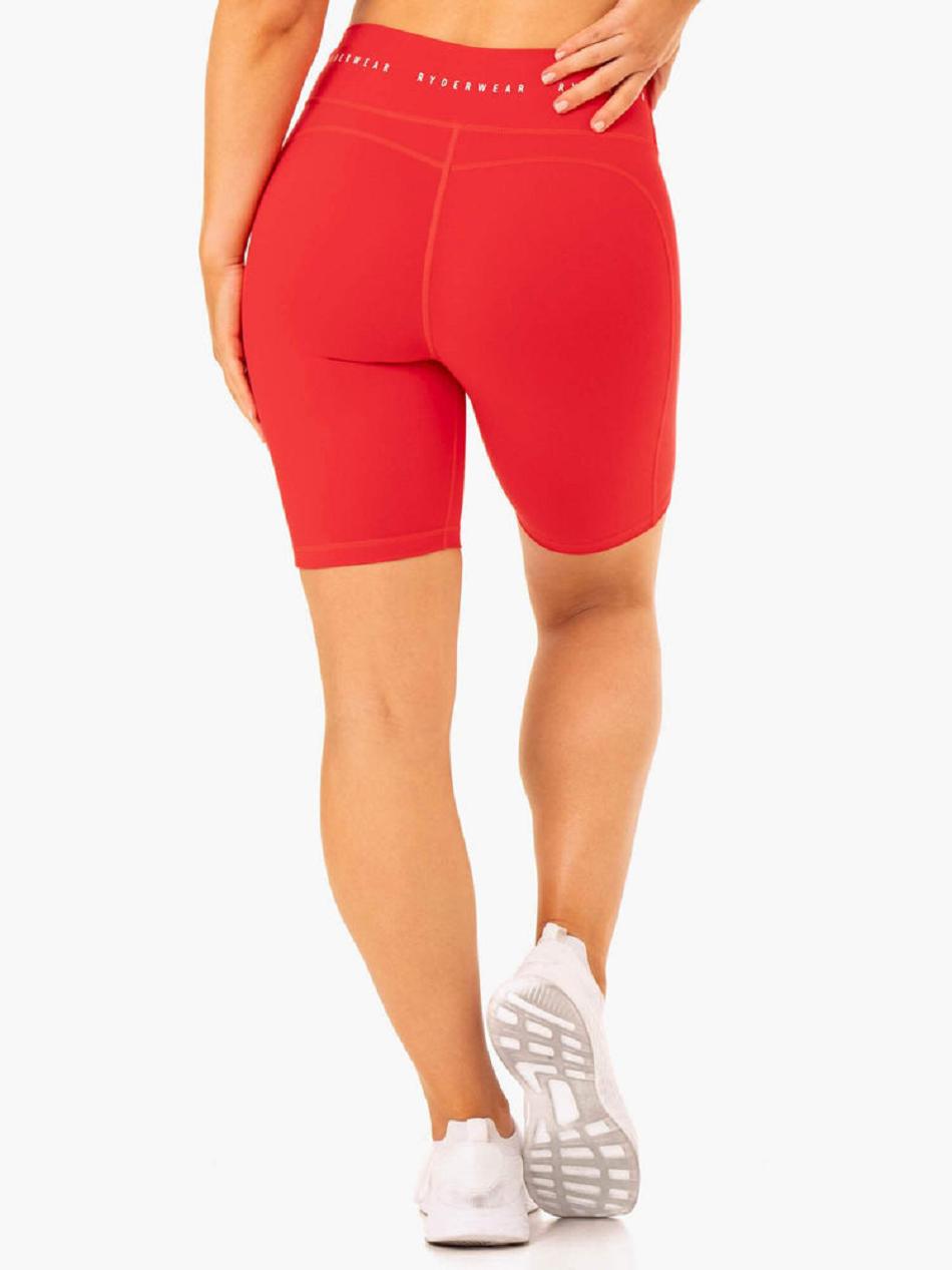 Red Women's Ryderwear Reflex High Waisted Bike Shorts | G5B13464