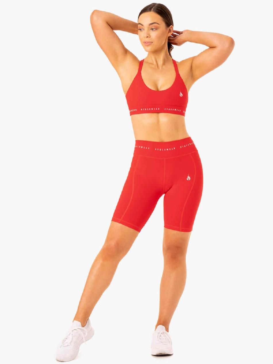 Red Women's Ryderwear Reflex High Waisted Bike Shorts | G5B13464