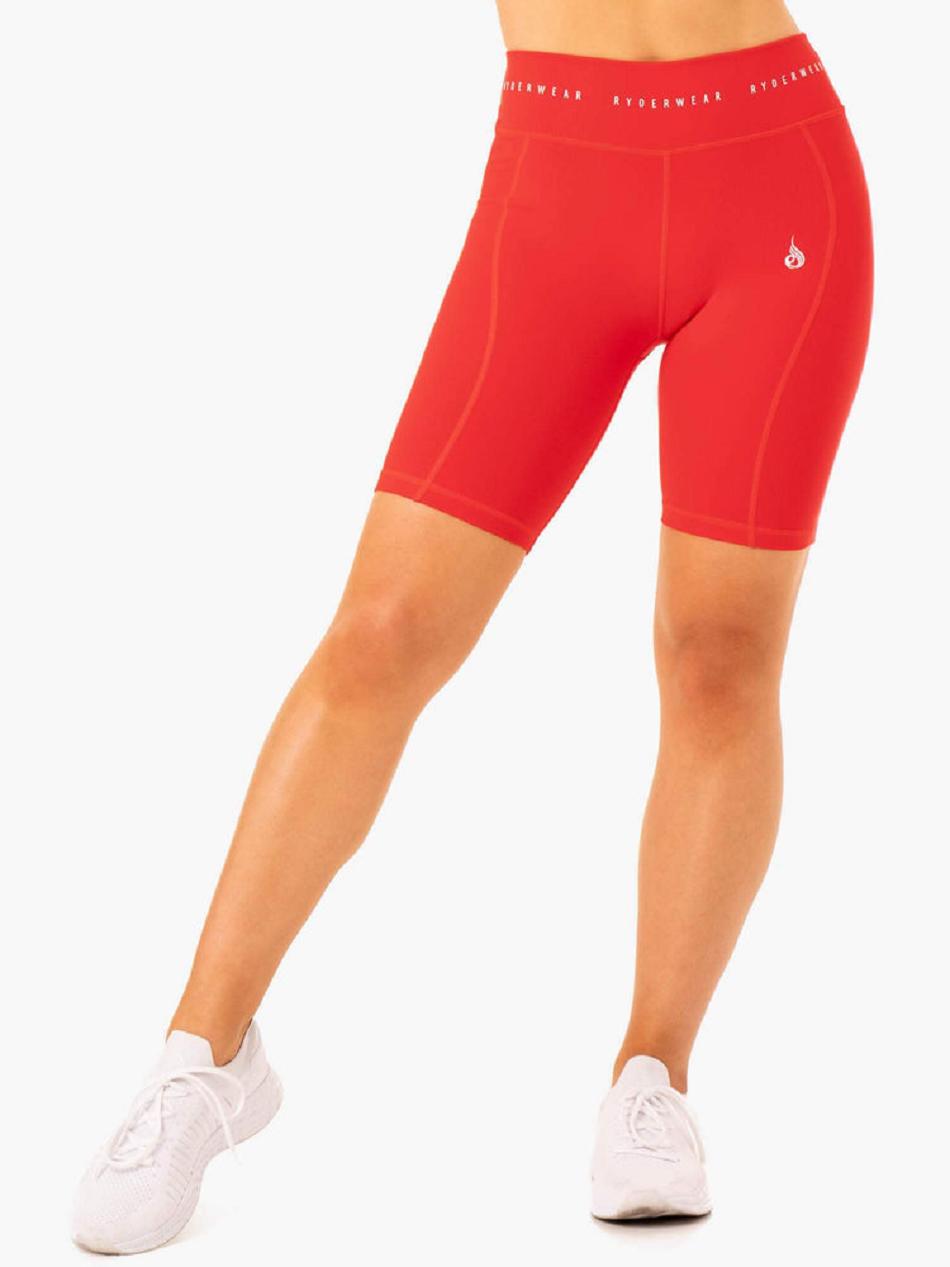 Red Women\'s Ryderwear Reflex High Waisted Bike Shorts | G5B13464