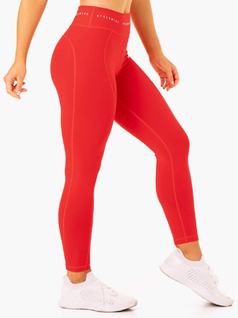 Red Women's Ryderwear Reflex High Waisted Leggings | HY4262618